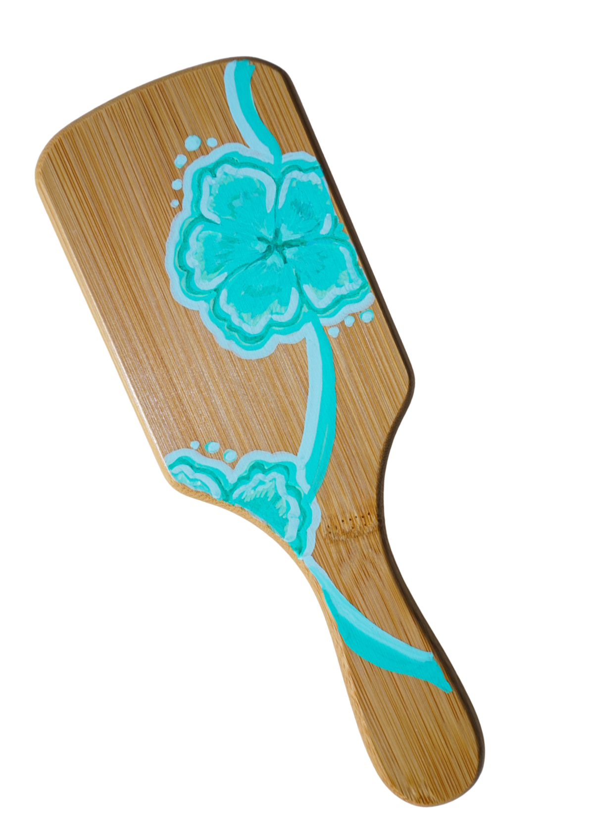Blue Hibiscus Bamboo Hairbrush
