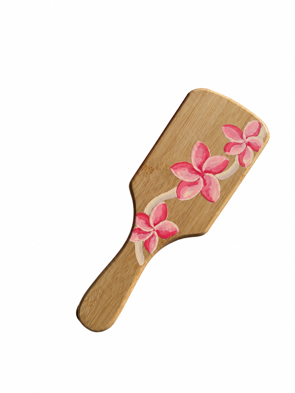 Sunset Plumeria Bamboo Hairbrush